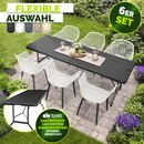 tillvex� Gartenstuhl 6er Set Wetterfest mit Armlehne Wei� | Outdoor St�hle bis 120kg belastbar | Gartenst�hle UV-best�ndig | Terrassenstuhl Gartenm�bel Terrasse Balkon Outdoor Garten