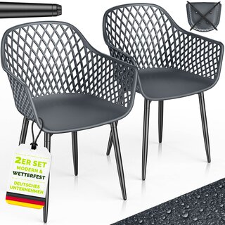tillvex� Gartenstuhl 2er Set Wetterfest mit Armlehne...