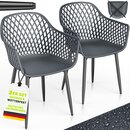 tillvex� Gartenstuhl 2er Set Wetterfest mit Armlehne Anthrazit | Outdoor St�hle bis 120kg belastbar | Gartenst�hle UV-best�ndig | Terrassenstuhl Gartenm�bel Terrasse Balkon Outdoor Garten