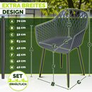 tillvex� Gartenstuhl 2er Set Wetterfest mit Armlehne Anthrazit | Outdoor St�hle bis 120kg belastbar | Gartenst�hle UV-best�ndig | Terrassenstuhl Gartenm�bel Terrasse Balkon Outdoor Garten