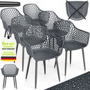 tillvex� Gartenstuhl 6er Set Wetterfest mit Armlehne Anthrazit | Outdoor St�hle bis 120kg belastbar | Gartenst�hle UV-best�ndig | Terrassenstuhl Gartenm�bel Terrasse Balkon Outdoor Garten