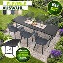 tillvex� Gartenstuhl 6er Set Wetterfest mit Armlehne Anthrazit | Outdoor St�hle bis 120kg belastbar | Gartenst�hle UV-best�ndig | Terrassenstuhl Gartenm�bel Terrasse Balkon Outdoor Garten