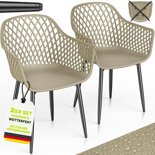 tillvex� Gartenstuhl 2er Set Wetterfest mit Armlehne...