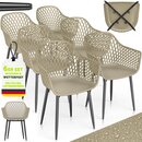 tillvex� Gartenstuhl 6er Set Wetterfest mit Armlehne Taupe | Outdoor St�hle bis 120kg belastbar | Gartenst�hle UV-best�ndig | Terrassenstuhl Gartenm�bel Terrasse Balkon Outdoor Garten