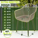 tillvex� Gartenstuhl 6er Set Wetterfest mit Armlehne Taupe | Outdoor St�hle bis 120kg belastbar | Gartenst�hle UV-best�ndig | Terrassenstuhl Gartenm�bel Terrasse Balkon Outdoor Garten