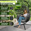 tillvex� H�ngesessel mit Gestell Outdoor & wetterfester Abdeckung inkl. Befestigung | H�ngekorb klappbar bis 150 kg | H�ngesitz aus Rattan | H�ngestuhl f�r Indoor Garten Balkon Terrasse