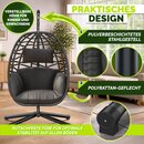 tillvex� H�ngesessel mit Gestell Outdoor & wetterfester Abdeckung inkl. Befestigung | H�ngekorb klappbar bis 150 kg | H�ngesitz aus Rattan | H�ngestuhl f�r Indoor Garten Balkon Terrasse