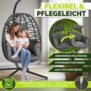 tillvex� H�ngesessel mit Gestell Outdoor & wetterfester Abdeckung inkl. Befestigung | H�ngekorb klappbar bis 150 kg | H�ngesitz aus Rattan | H�ngestuhl f�r Indoor Garten Balkon Terrasse