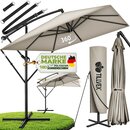 tillvex� Alu Sonnenschirm Rechteckig � 330 cm Taupe + Abdeckung mit Kurbel | Ampelschirm Eckig mit St�nder & Windschutz | Gartenschirm UV-Schutz Aluminium | Kurbelschirm Marktschirm wasserdicht 360� drehbar
