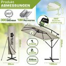 tillvex� Alu Sonnenschirm Rechteckig � 330 cm Taupe + Abdeckung mit Kurbel | Ampelschirm Eckig mit St�nder & Windschutz | Gartenschirm UV-Schutz Aluminium | Kurbelschirm Marktschirm wasserdicht 360� drehbar