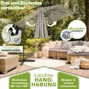 tillvex� Alu Sonnenschirm Rechteckig � 330 cm Taupe + Abdeckung mit Kurbel | Ampelschirm Eckig mit St�nder & Windschutz | Gartenschirm UV-Schutz Aluminium | Kurbelschirm Marktschirm wasserdicht 360� drehbar