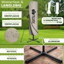 tillvex� Alu Sonnenschirm Rechteckig � 330 cm Taupe + Abdeckung mit Kurbel | Ampelschirm Eckig mit St�nder & Windschutz | Gartenschirm UV-Schutz Aluminium | Kurbelschirm Marktschirm wasserdicht 360� drehbar