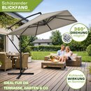 tillvex� Alu Sonnenschirm Rechteckig � 330 cm Taupe + Abdeckung mit Kurbel | Ampelschirm Eckig mit St�nder & Windschutz | Gartenschirm UV-Schutz Aluminium | Kurbelschirm Marktschirm wasserdicht 360� drehbar
