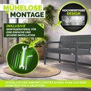 tillvex� Gartenbank Wetterfest 2-4 Sitzer mit Abdeckung & Kissen | Parkbank in Holzoptik bis 300kg belastbar UV-best�ndig | Sitzbank Garten Terrasse Balkon mit waschbarem Bezug