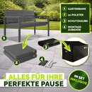 tillvex� Gartenbank Wetterfest 2-3 Sitzer mit Abdeckung & Kissen | Parkbank in Holzoptik bis 300kg belastbar UV-best�ndig | Sitzbank Garten Terrasse Balkon mit waschbarem Bezug