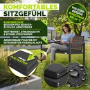 tillvex� Gartenbank Wetterfest 2-3 Sitzer mit Abdeckung & Kissen | Parkbank in Holzoptik bis 300kg belastbar UV-best�ndig | Sitzbank Garten Terrasse Balkon mit waschbarem Bezug