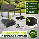tillvex� Gartenbank Wetterfest 2-3 Sitzer mit Abdeckung & Kissen | Parkbank in Holzoptik bis 300kg belastbar UV-best�ndig | Sitzbank Garten Terrasse Balkon mit waschbarem Bezug