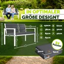 tillvex� Gartenbank Wetterfest 3-4 Sitzer mit Abdeckung & Kissen | Parkbank in Holzoptik bis 300kg belastbar UV-best�ndig | Sitzbank Garten Terrasse Balkon mit waschbarem Bezug