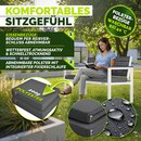 tillvex� Gartenbank Wetterfest 3-4 Sitzer mit Abdeckung & Kissen | Parkbank in Holzoptik bis 300kg belastbar UV-best�ndig | Sitzbank Garten Terrasse Balkon mit waschbarem Bezug