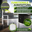 tillvex� Gartenbank Wetterfest 3-4 Sitzer mit Abdeckung & Kissen | Parkbank in Holzoptik bis 300kg belastbar UV-best�ndig | Sitzbank Garten Terrasse Balkon mit waschbarem Bezug