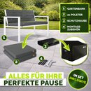 tillvex� Gartenbank Wetterfest 3-4 Sitzer mit Abdeckung & Kissen | Parkbank in Holzoptik bis 300kg belastbar UV-best�ndig | Sitzbank Garten Terrasse Balkon mit waschbarem Bezug