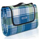 Picknickdecke Campingdecke wrmeisoliert wasserdicht mit Tragegriff 195 x 150 cm Muster / Blau - Grn - Wei