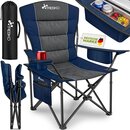 TRESKO� Campingstuhl Faltbar bis 200kg | Faltstuhl mit K�hltasche, Getr�nkehalter & Seitentasche | Klappstuhl XXL inkl. Tragetasche | Angelstuhl gepolstert f�r Outdoor, Angeln, Festival & Garten