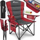 TRESKO� Campingstuhl Faltbar bis 200kg | Faltstuhl mit K�hltasche, Getr�nkehalter & Seitentasche | Klappstuhl XXL inkl. Tragetasche | Angelstuhl gepolstert f�r Outdoor, Angeln, Festival & Garten