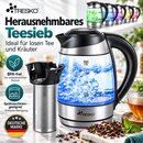 TRESKO� Glas Wasserkocher 1,8L / 2200W mit Temperatureinstellung | Teekocher Edelstahl Touch mit Teesieb & Kalkfilter | 100% BPA FREI | Farbwechsel LED Beleuchtung | 2 Stunden Warmhaltefunktion