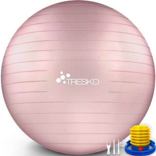 TRESKO Gymnastikball (Rose-Gold, 75 cm) mit Pumpe...