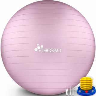 TRESKO Gymnastikball (Princess-Pink, 55 cm) mit Pumpe...