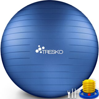 TRESKO Gymnastikball (Indigoblau, 75 cm) mit Pumpe...