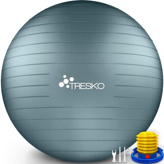 TRESKO Gymnastikball (Cool-Grey-Blue, 85 cm) mit Pumpe...