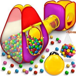 KIDUKU 3-teiliges Kinderspielzelt + Krabbeltunnel + 200...