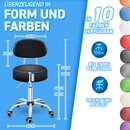 TRESKO Rollhocker mit Lehne 150 kg Schwarz | Arbeitshocker hhenverstellbar 46-58 cm | Drehhocker mit Rollen | Brostuhl Hocker Drehstuhl Kosmetikhocker
