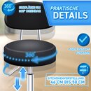 TRESKO Rollhocker mit Lehne 150 kg Schwarz | Arbeitshocker hhenverstellbar 46-58 cm | Drehhocker mit Rollen | Brostuhl Hocker Drehstuhl Kosmetikhocker