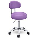 TRESKO Rollhocker Lila mit Lehne Arbeitshocker Hocker Drehhocker Kosmetikhocker Praxishocker