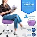 TRESKO Rollhocker Lila mit Lehne Arbeitshocker Hocker Drehhocker Kosmetikhocker Praxishocker