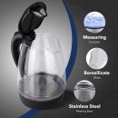 TRESKO Wasserkocher Glas 1,7L Glaswasserkocher LED Edelstahl 2200W Teekocher BPA frei