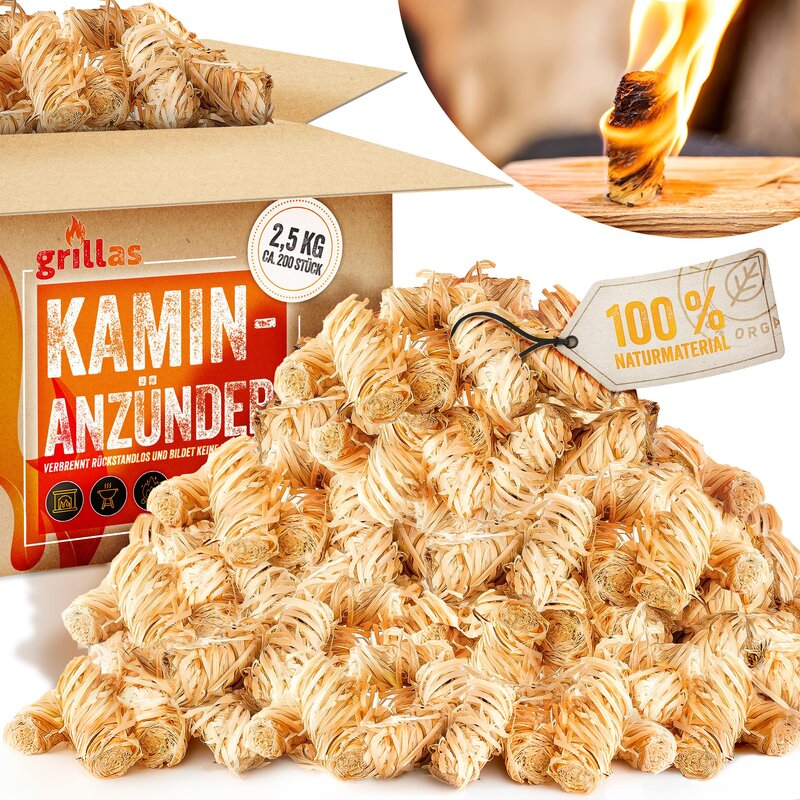 grillas BIO Anznder Kaminanznder Holzwolle Grillanznder Holz Feueranznder 2,5 kg