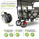 TRESKO Bollerwagen Grau faltbar mit Khltasche + Seitenrollo | Handwagen Klappbar | Gartenwagen mit Dach Transportwagen XXL