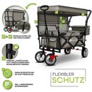 TRESKO Bollerwagen Grau faltbar mit Khltasche + Seitenrollo | Handwagen Klappbar | Gartenwagen mit Dach Transportwagen XXL