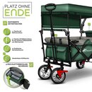 TRESKO Bollerwagen Grn faltbar mit Khltasche + Seitenrollo | Handwagen Klappbar | Gartenwagen mit Dach Transportwagen XXL