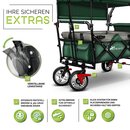 TRESKO Bollerwagen Grn faltbar mit Khltasche + Seitenrollo | Handwagen Klappbar | Gartenwagen mit Dach Transportwagen XXL