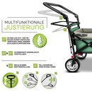 TRESKO Bollerwagen Grn faltbar mit Khltasche + Seitenrollo | Handwagen Klappbar | Gartenwagen mit Dach Transportwagen XXL
