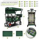 TRESKO Bollerwagen Grn faltbar mit Khltasche + Seitenrollo | Handwagen Klappbar | Gartenwagen mit Dach Transportwagen XXL