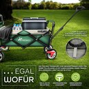 TRESKO Bollerwagen Grn faltbar mit Khltasche + Seitenrollo | Handwagen Klappbar | Gartenwagen mit Dach Transportwagen XXL