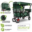 TRESKO Bollerwagen Grn faltbar mit Khltasche + Seitenrollo | Handwagen Klappbar | Gartenwagen mit Dach Transportwagen XXL