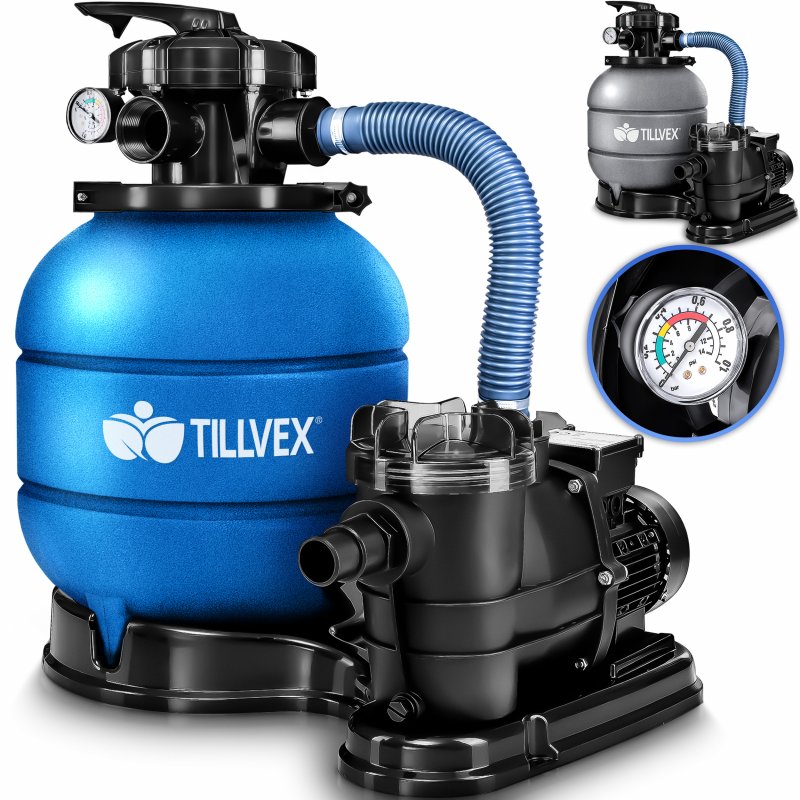 tillvex® Sandfilteranlage mit Pumpe Filteranlage Sandfilter Filterkessel Pool Filterpumpe