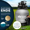 tillvex Sandfilteranlage Pool 10 m/h inkl. 800g Filterblle grau | Filteranlage 7-Wege Ventil & 2in1 Adapter 32mm - 38mm | Poolfilter mit Druckanzeige | Sandfilter fr Schwimmbecken